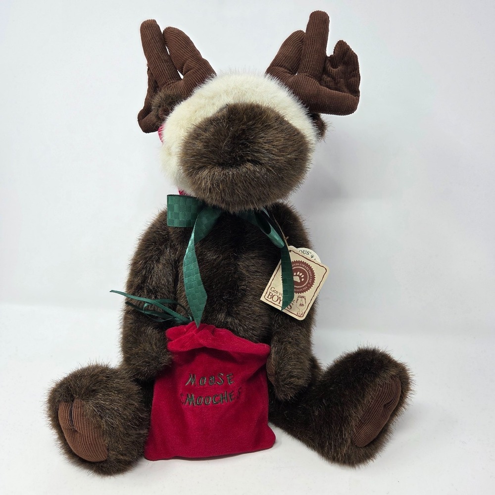 BOYD'S BEARS Plush Father Kissmoose with Bag of Smooches & Santa Hat W/ Tag EUC